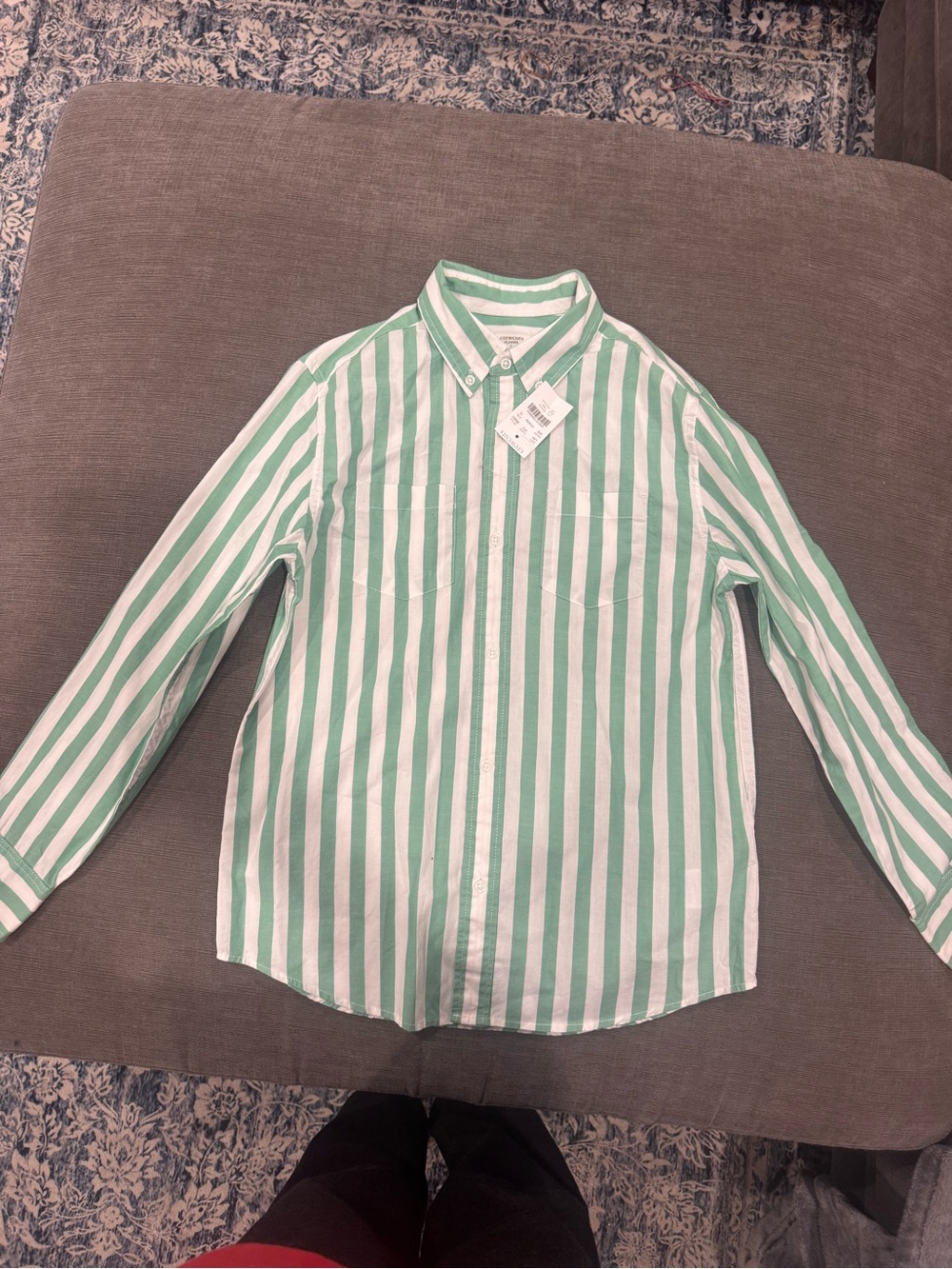 Crew cuts Classic Stripe Button-Down Shirt - Mint/White